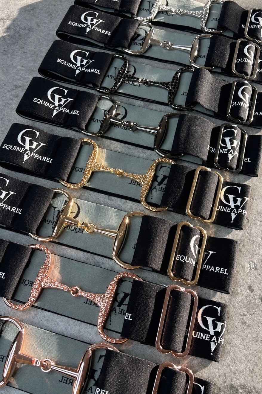 GV EQUINE APPAREL SNAFFLE BELT - BLACK AND WHITE